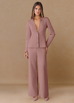 front Elara Dusty Rose Refined Weave Tailored Blazer
