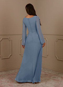 Azazie Belinda Mère de la mariée Robes Robe Trapèze en Mousseline de soie Col V plissé Violet Crépusculaire image2