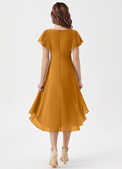 Azazie Graciela Junior Butterscotch A-Line Pleated Chiffon Dress image2