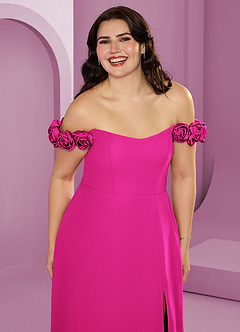 Barbie ♥ Azazie Bridesmaid Dresses Barbie Pink A-Line Off the Shoulder Chiffon Convertible Dress image19
