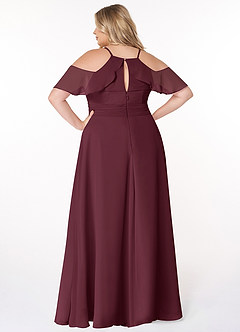 Azazie Dakota Bridesmaid Dresses Cabernet A-Line V-Neck Pleated Chiffon Dress image7