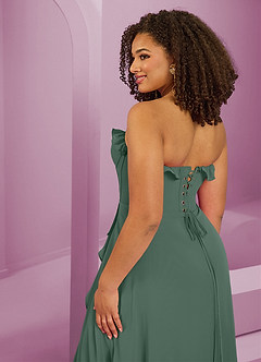 Barbie ♥ Azazie Brautjungfernkleider A-Linie Herzausschnitt Chiffon Kleid Eukalyptus image9
