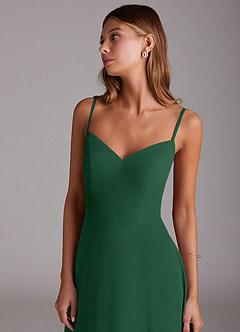 Azazie Marley Bridesmaid Dresses Dark Green A-Line Off the Shoulder Chiffon Convertible Dress image2