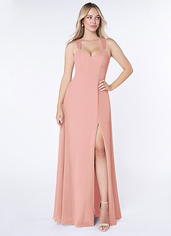 Azazie Jane Final Sale Matcha A-Line V-Neck Pleated Chiffon Dress image1