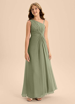 Azazie Brooke Junior Pistachio A-Line Side Slit Chiffon Dress image5