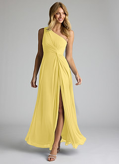 Azazie Brooke Šaty pre družičky A-Line Jedno rameno Sieťovina Dĺžka podlahy Šaty image2