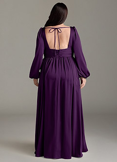 Azazie Norah Bridesmaid Dresses Grape A-Line Stretch Satin Dress image8