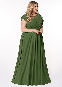 Azazie Daphne Modest Bridesmaid Dresses A-Line Ruffled Chiffon Floor-Length Dress image4