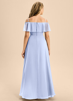 Azazie Maggie Junior A-Linie Schulterfrei Chiffon Kleid Eis image6