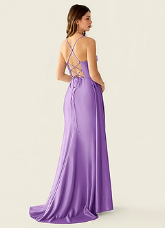 Drape Lavender Satin Prom Dress image2