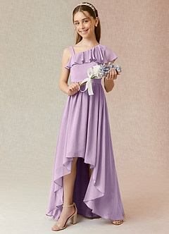 Azazie Mango Junior Robe Trapèze en Mousseline de soie Rayé Frostiges Flieder image2