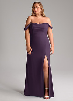 Azazie Saige Bridesmaid Dresses Plum A-Line Off the Shoulder Chiffon Convertible Dress image10