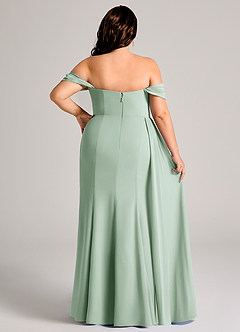 Azazie Amyra Robes de demoiselle d'honneur Robe Fourreau Convertible en Mousseline de soie Épaule décolletée Agave image15