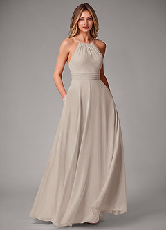 Azazie Amalia Bridesmaid Dresses Frost A-Line Pleated Chiffon Dress image1