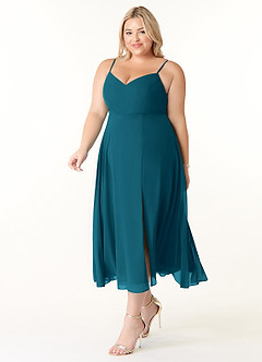 Azazie Clarissa Bridesmaid Dresses Ink Blue A-Line V-Neck Chiffon Dress image9