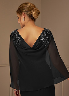Azazie Carmela Mother of the Bride Dresses Black Sheath Lace Chiffon Dress image7