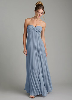 Azazie Tempest Bridesmaid Dresses Dusty Blue Empire Corset Chiffon Convertible Dress image3