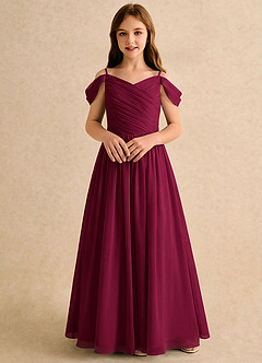 Azazie Chelo Girls Formal 플라워 걸 드레스 에이라인 플리츠 쉬폰 플로어 기장 드레스 image4