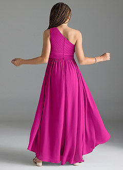Azazie Mathilda Junior A-Linie Plissee Chiffon Kleid Fuchsia image2