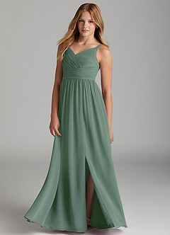 Azazie Chanel Junior Eucalyptus A-Line Sweetheart Neckline Chiffon Dress image3