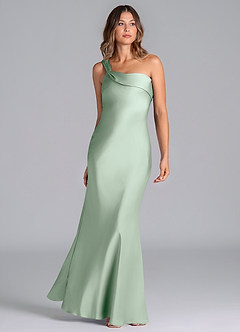 Azazie Driea Brudtärnklänningar Klä av Sjöjungfru i Stretch Satin Ena axeln Agave image3