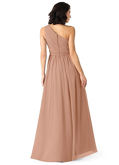 Azazie Mathilda Bridesmaid Dresses Champagne Rose A-Line One Shoulder Chiffon Dress image2