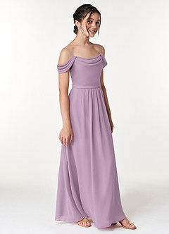 Azazie Alivia Junior Wisteria A-Line Off the Shoulder Chiffon Dress image3