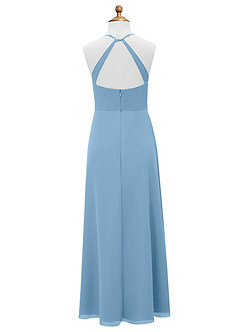 Azazie Davis Junior Jurk van Chiffon met A-Lijn Staal Blauw image8