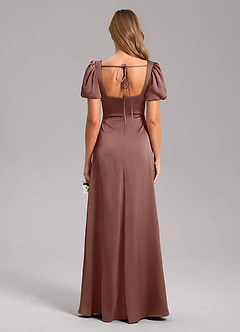 Azazie Fyona Brautjungfernkleider A-Linie Plissee Stretch-Satin Kleid Espresso image2