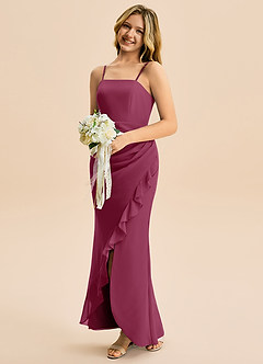 Azazie Buzzy Junior Mulberry Sheath Pleated Chiffon Dress image3