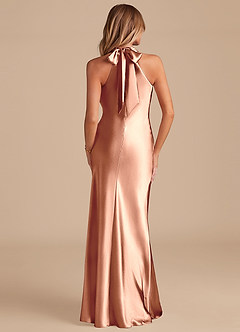 Azazie Doretta Bridesmaid Dresses Bronzer Mermaid Bow Metallic Satin Dress image6
