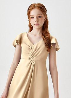 Azazie Soren Junior A-Linie Gestreift Stretch-Satin Kleid Champagner image3