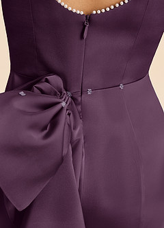 Azazie Emi Junior Plum Sheath Bow Stretch Satin Dress image7