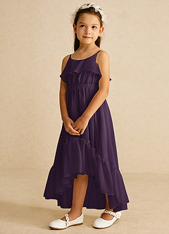 Azazie Karmen Flower Girl Dresses Plum A-Line Ruched Chiffon Dress image2