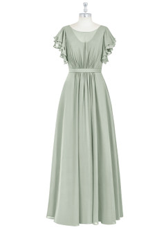 Azazie Daphne Modest Bridesmaid Dresses A-Line Ruffled Chiffon Floor-Length Dress image31