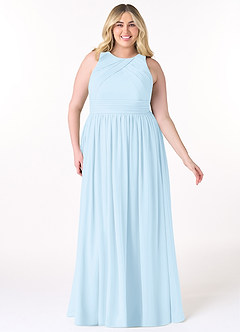 Azazie Harper Bridesmaid Dresses Sky Blue A-Line Pleated Chiffon Dress image6