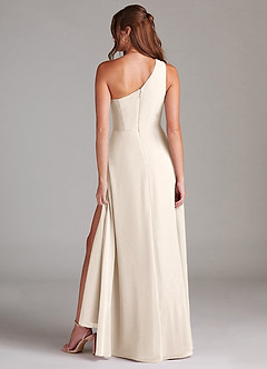Azazie Brooke Bridesmaid Dresses White Alabaster A-Line One Shoulder Chiffon Dress image13