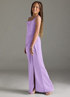 Azazie Mero Junior Lilac Mermaid Pleated Stretch Satin Dress image4