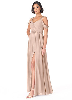 Azazie Lianne Bridesmaid Dresses English Rose A-Line Off the Shoulder Chiffon Dress image3