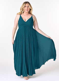 Azazie Raychelle Bridesmaid Dresses Ink Blue A-Line V-Neck Chiffon Dress image7