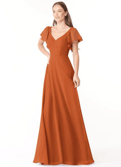 Azazie Syenna Brautjungfernkleider A-Linie Gestreift Chiffon Kleid Kanel image4