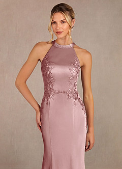 Azazie Tyra Final Sale Dusty Rose Mermaid Lace Stretch Satin Dress image4