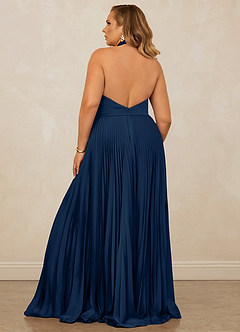 Christian Siriano Bridal for Azazie 1007 Final Sale Dark Navy A-Line Pleated Stretch Satin Dress image11