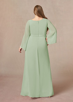 Azazie Belinda Mother of the Bride Dresses Dusty Sage A-Line V-Neck Pleated Chiffon Dress image7