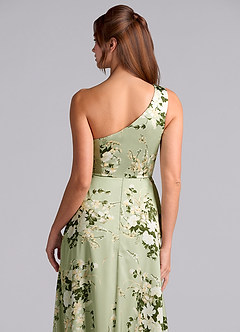 Azazie Brooke Bridesmaid Dresses Floral Vines A-Line One Shoulder Stretch Satin Dress image5