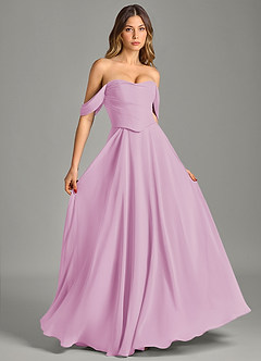 Azazie Chelsey Vestidos de damas de honor Vestido de Rosa Caramelo de Gasa de Corte en A Convertible con Vestidos sin tirantes image5