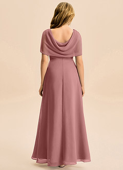 Azazie Emma Junior Robe Trapèze en Mousseline de soie Plissée Rose Du Désert image2