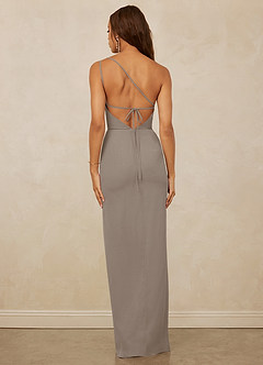 Christian Siriano Bridal for Azazie 1003 Bridesmaid Dresses Taupe Sheath One Shoulder Chiffon Dress image2