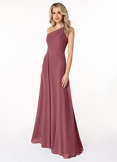Azazie Dallas Bridesmaid Dresses Desert Rose A-Line One Shoulder Chiffon Dress image1