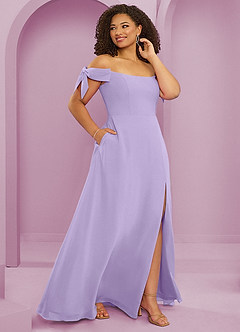 Barbie ♥ Azazie Jurken voor bruidsmeisjes Converteerbaar Jurk van Chiffon met A-Lijn Off the Shoulder Lila image6